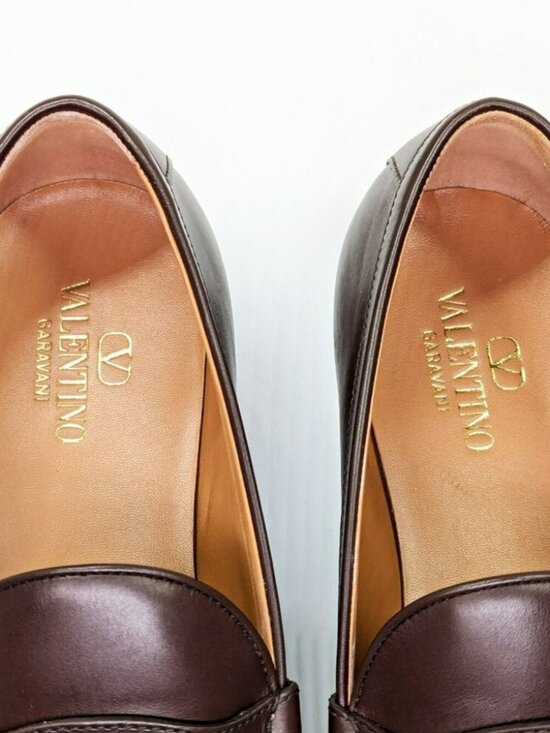 Valentino Garavani Men\'s Vlogo Penny Loafer Chocolate Brown Size 43 (MSRP $980) main image 9